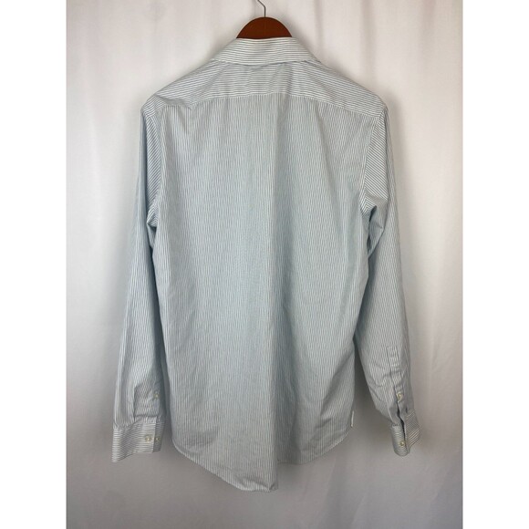 Calvin Klein Mens Button-Down Dress Shirt 16 34/35 Stripe Blue Slim Fit Non-Iron - Picture 3 of 10